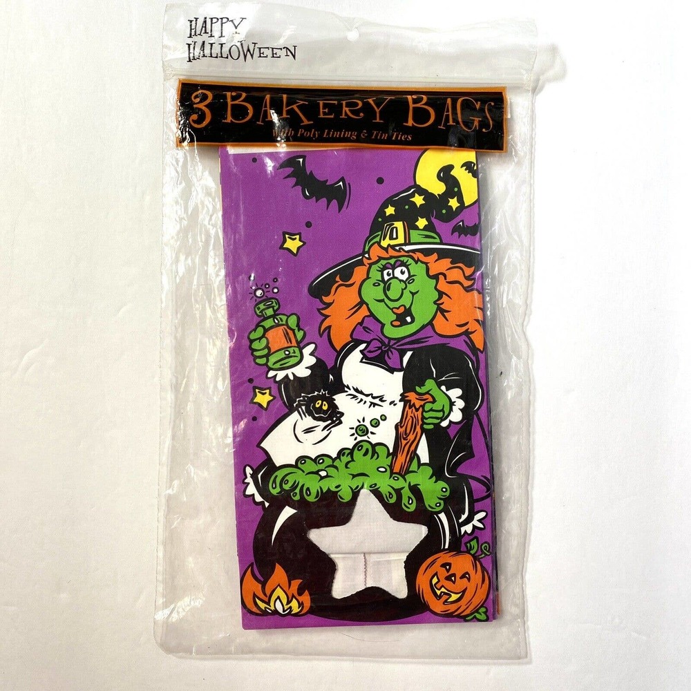 Vintage Halloween Bags Treat Bakery Witch 1996 Jeanmarie Creations Set of 3